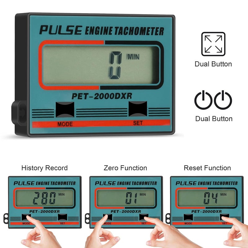 HTPREC Small Engine Tachometer Digital Chainsaw RPM Gauge Tiny Tach Hour Meter with Clip Mini Inductive Pulse Tachometer RPM Gauge Tester for Motorcycle Marine Outboard Boat Diesel Lawn Mower Tacho Meter - Image 4